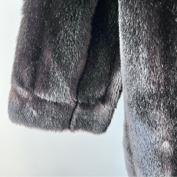 Vintage Dubrowsky & Joseph Tissavel France Brown Faux Fur Swing Coat Size 10 - Picture 12 of 12